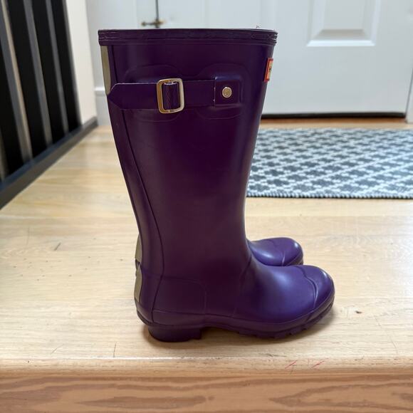 Kids Hunter Rain Boots Purple Wellies US 3M/4F /UK 2 Waterproof Shoes - Picture 3 of 11